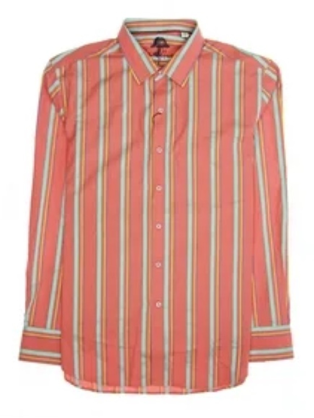 Hunt Club Coral Pink & White Striped Button-Down Shirt white collar
